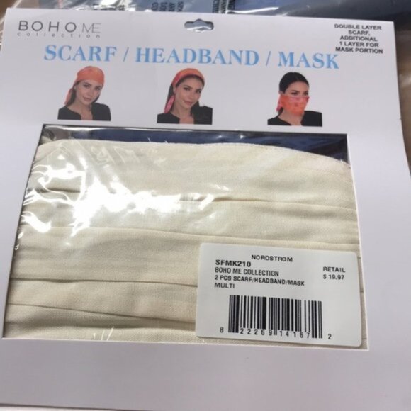 BOHO ME 3-In-1 Adult Face Mask/Headband/Scarf 2 Pcs - Picture 3 of 4
